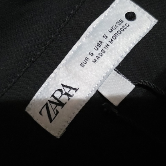 NWT Zara Black Long Sleeve Zipper Dress with Satin Cuffs - Picture 2 of 9
